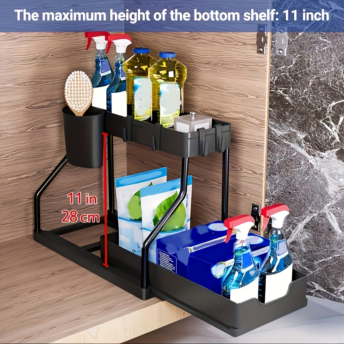 Space-Saving 2-Tier Pull-Out Storage Organizer