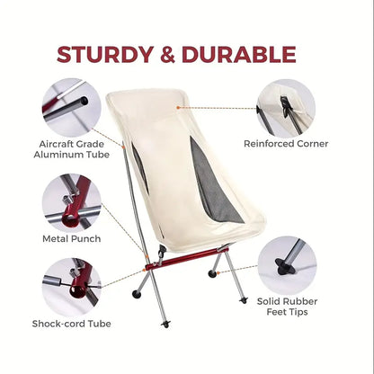 Portable Camping Chair - Lightweight Foldable Backpack Beach Chair