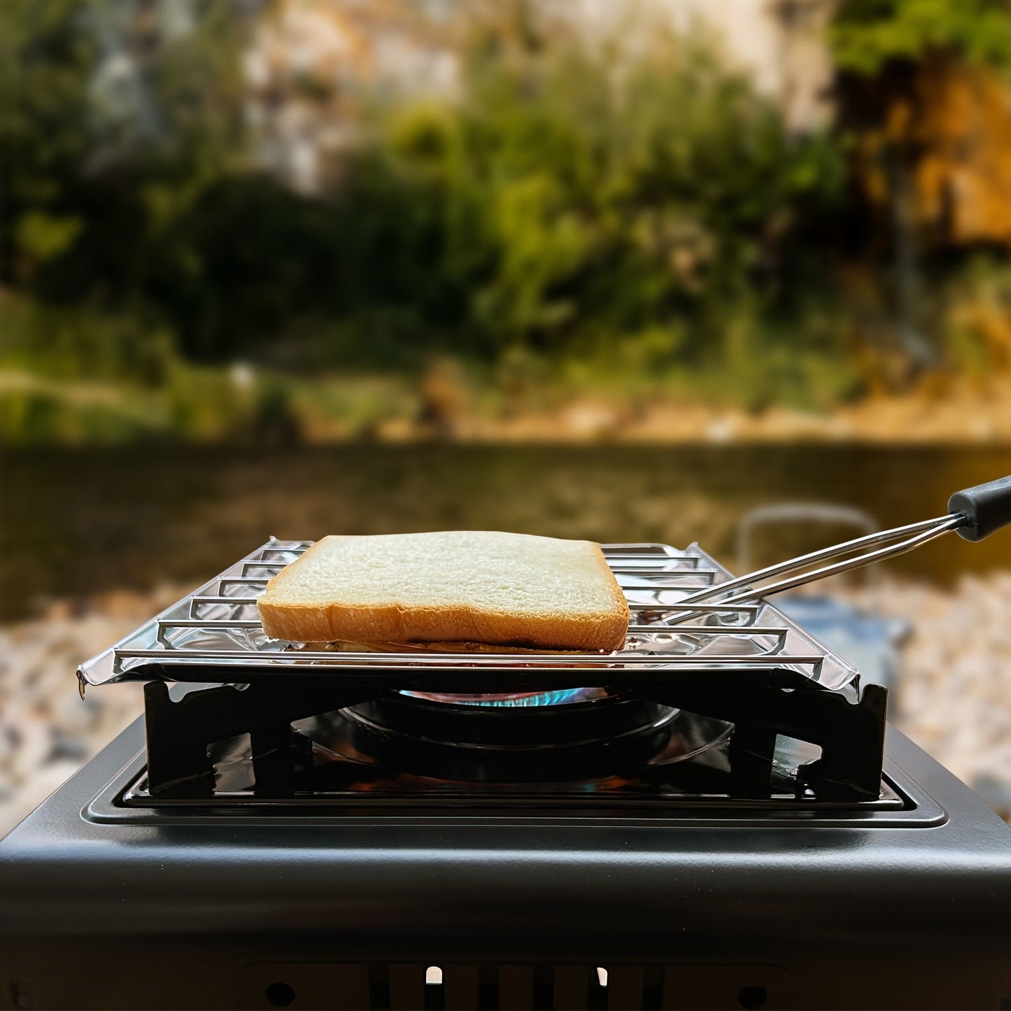 Stainless Steel Stove Top Toaster with Foldable Handle