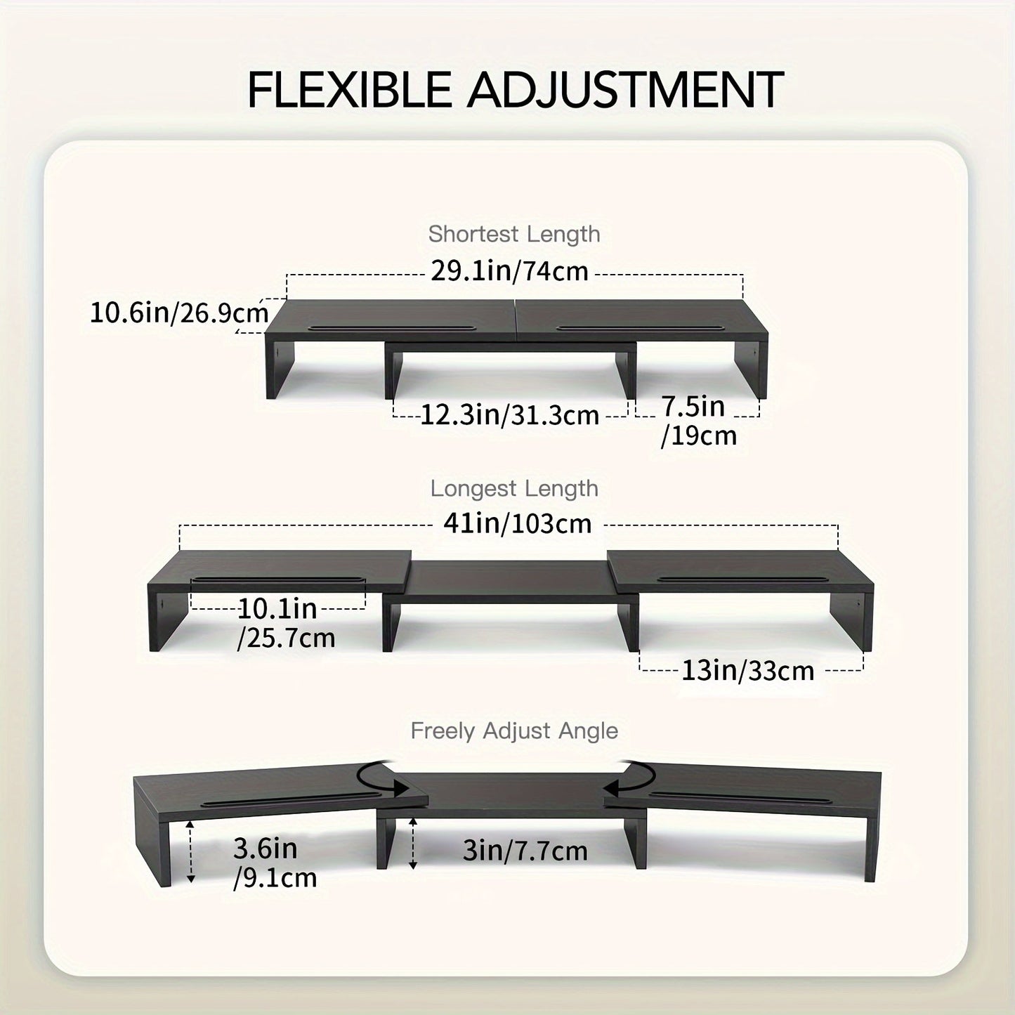 Adjustable Dual Monitor Stand with Storage (2-Slot)