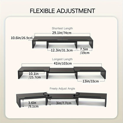 Adjustable Dual Monitor Stand with Storage (2-Slot)