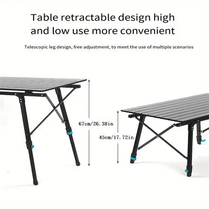 Adjustable Height Outdoor Aluminum Alloy Folding Table