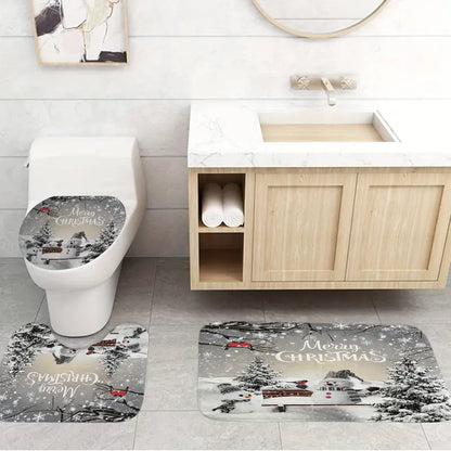 Frosty Friends: 4-Piece Christmas Snowman Shower Curtain Set