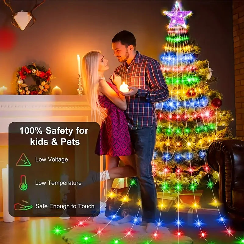 Dazzling Drapes: 200 LED Waterfall Lights for Christmas Trees