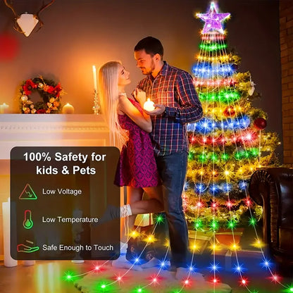 Dazzling Drapes: 200 LED Waterfall Lights for Christmas Trees