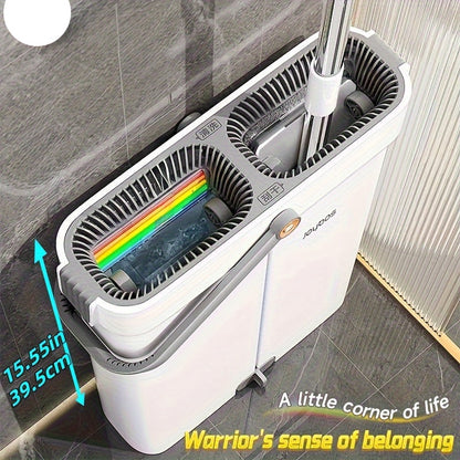 Flat Mop and Bucket Set with 3 Microfiber Pads
