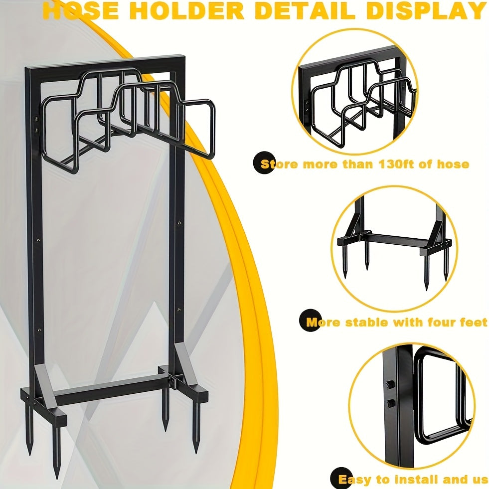 Freestanding Metal Garden Hose Holder Rack