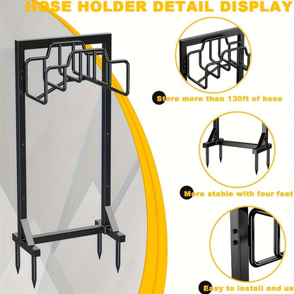 Freestanding Metal Garden Hose Holder Rack