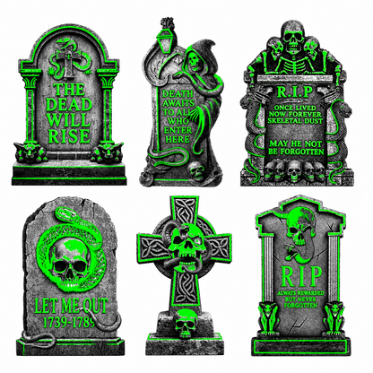 Halloween Glow Yard Signs Tombstone Set