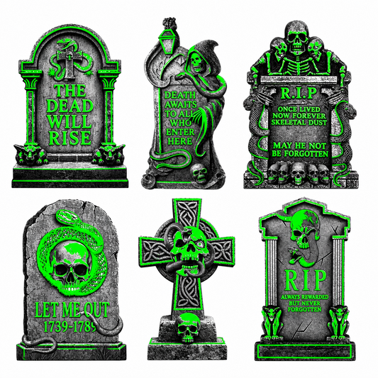 Halloween Glow Yard Signs Tombstone Set