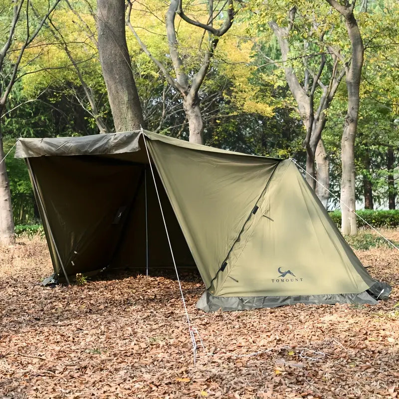 All-Season Hexagonal Camping Tent for 1-2 Persons - Army Green