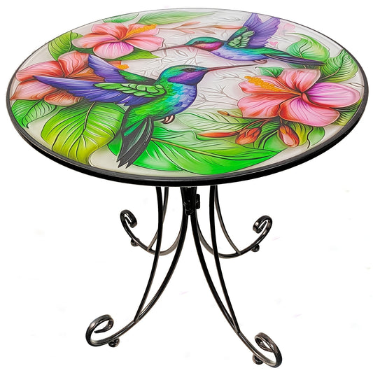 Round Metal Side Table Hummingbird