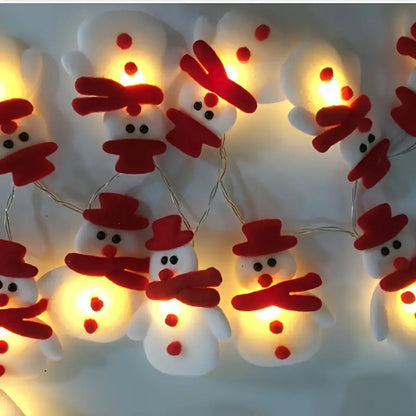 Charming LED Snowman String Lights for Festive Christmas Decor - Set of 10 Lights (5.4ft/1.65m)
