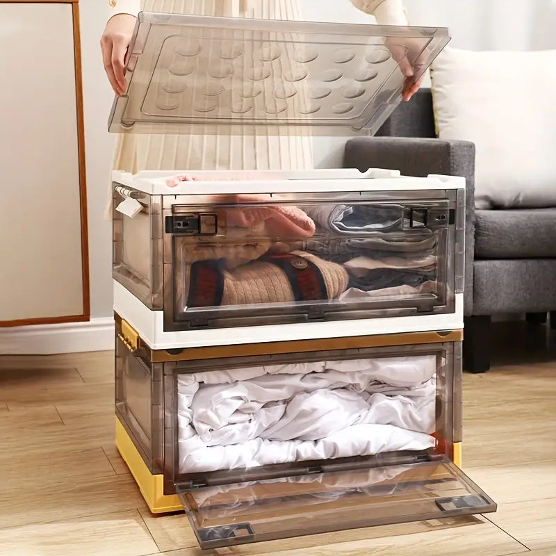 Stay organized with style using this roomy, stackable storage container