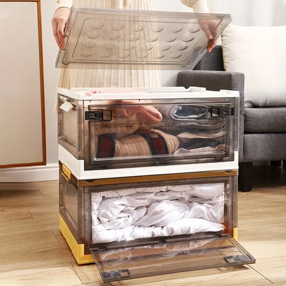 Stay organized with style using this roomy, stackable storage container