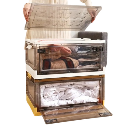 Stay organized with style using this roomy, stackable storage container