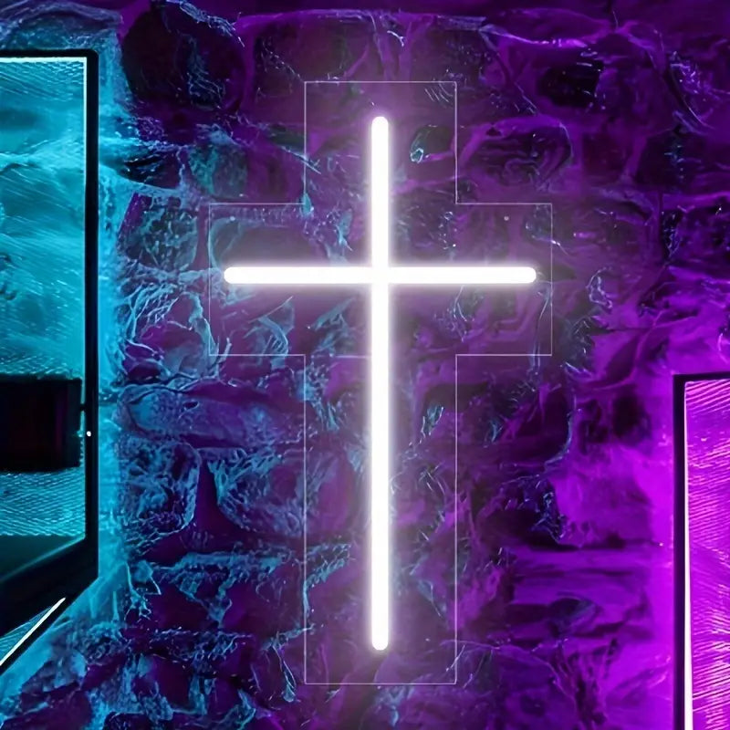 Divine Glow - Jesus Cross Neon Sign (23.88 X 13.46cm) - Home Decor LED Neon Sign
