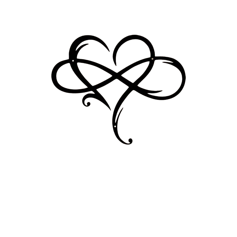 Infinity Heart Black Heart-Shaped Metal Wall Decor Love Sign Plaque