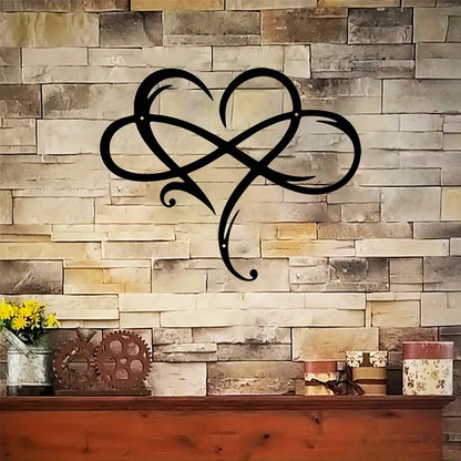 Infinity Heart Black Heart-Shaped Metal Wall Decor Love Sign Plaque