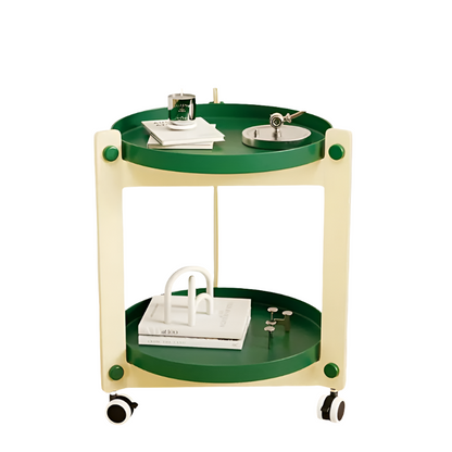 Double-Layer Rolling Coffee Table - White and Green