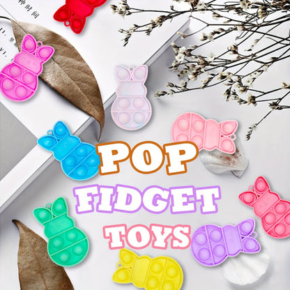 24pcs Easter Bunny Pop Fidget Toy Keychain Pack
