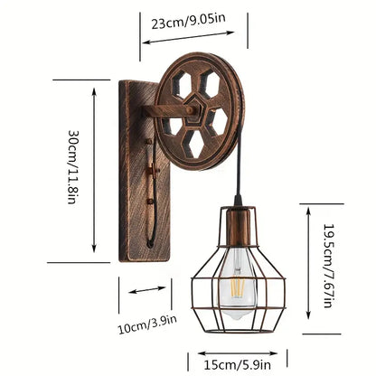 Vintage Industrial Wall Sconce - Rustic Farmhouse Bedside Lamp (Bronze)