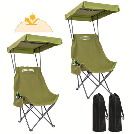 Camping Chair with Canopy and Side Pocket