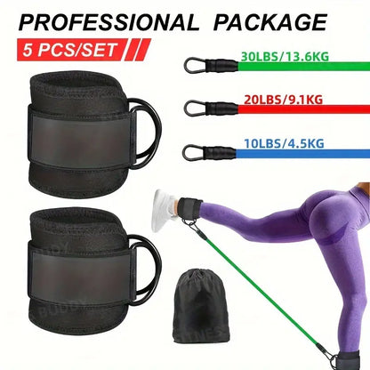 5pcs TPE Ankle Resistance Bands - Leg & Hip Training Essentials