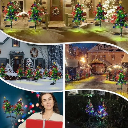 2PCS Solar Bow Lights - Waterproof Outdoor Christmas Tree Decorations for Yard, Garden, and Holiday Atmosphere - Elegant Landscape Lighting