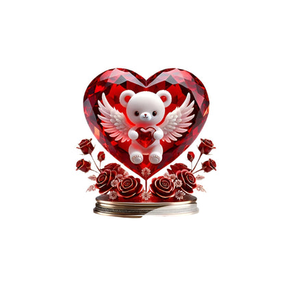Crystal Bear Holding Heart Ornament