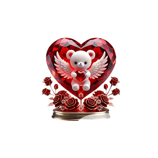 Crystal Bear Holding Heart Ornament
