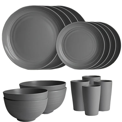 Outdoor Dinnerware Set for Camping & Travel (16pcs)