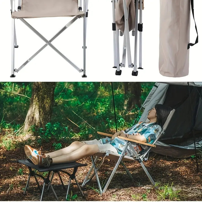 Foldable Outdoor Chair - Khaki, Four Adjustable Positions