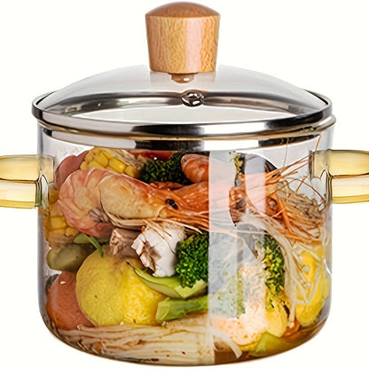 Borosilicate Glass Cooker with Yellow Handle