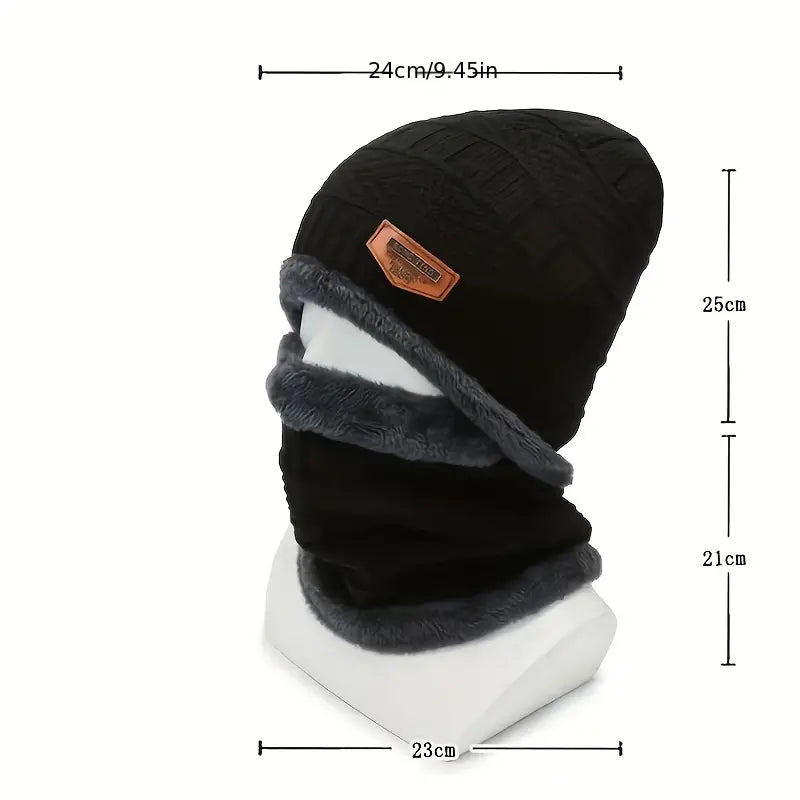 Winter Outdoor Riding Set: Hat, Gloves, and Scarf - Black