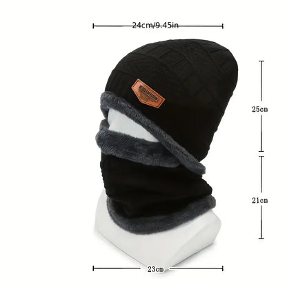 Winter Outdoor Riding Set: Hat, Gloves, and Scarf - Black