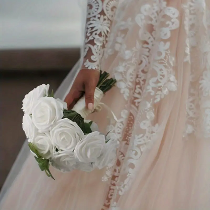 50-Piece Silk Black Roses Combo Box Set | Artificial Flowers(White)