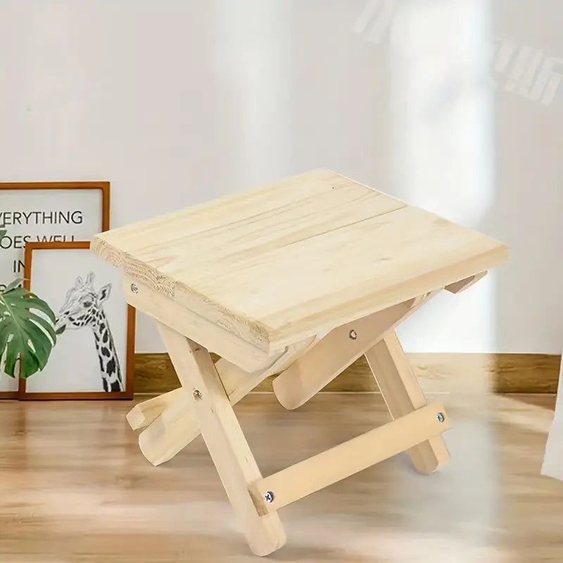 Portable Outdoor Solid Wood Folding Stool