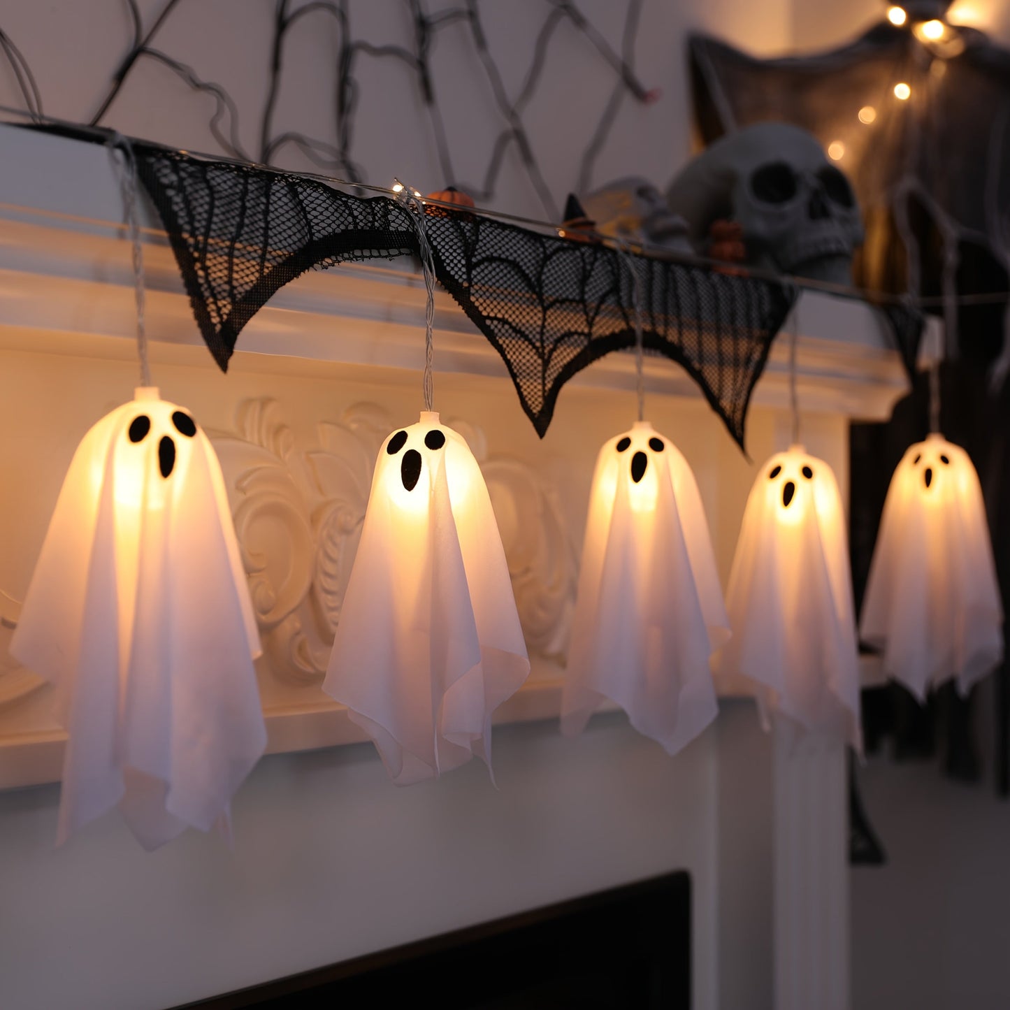Halloween Ghost String Lights 10pcs with 8 Modes