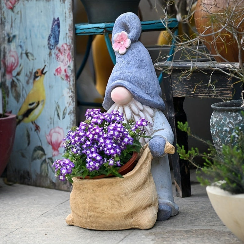 Gnome Garden Statue Planter with Drainage Hole