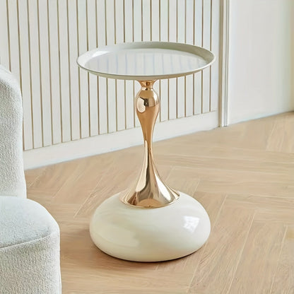 Round Side Table for Living Spaces (White)