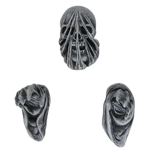 3-Piece Set of 5-Inch Realistic Ghost Hands - Wall-Mounted Head Pendants