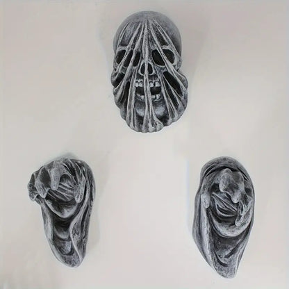 3-Piece Set of 5-Inch Realistic Ghost Hands - Wall-Mounted Head Pendants