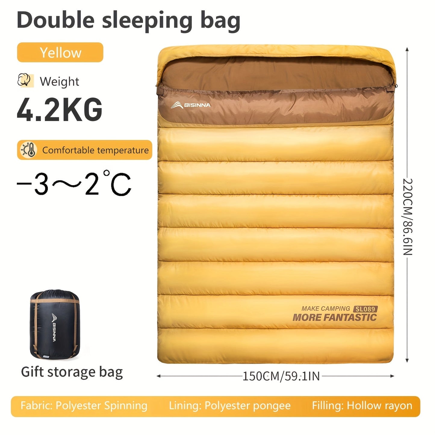 Double Sleeping Bag for Two Adults