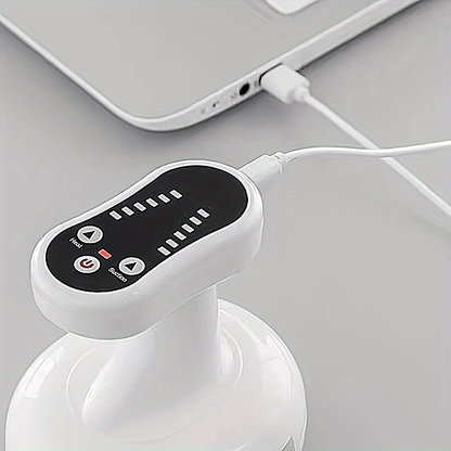 USB Rechargeable Electric Gua Sha Massager with 6 Heat & Suction Levels - White