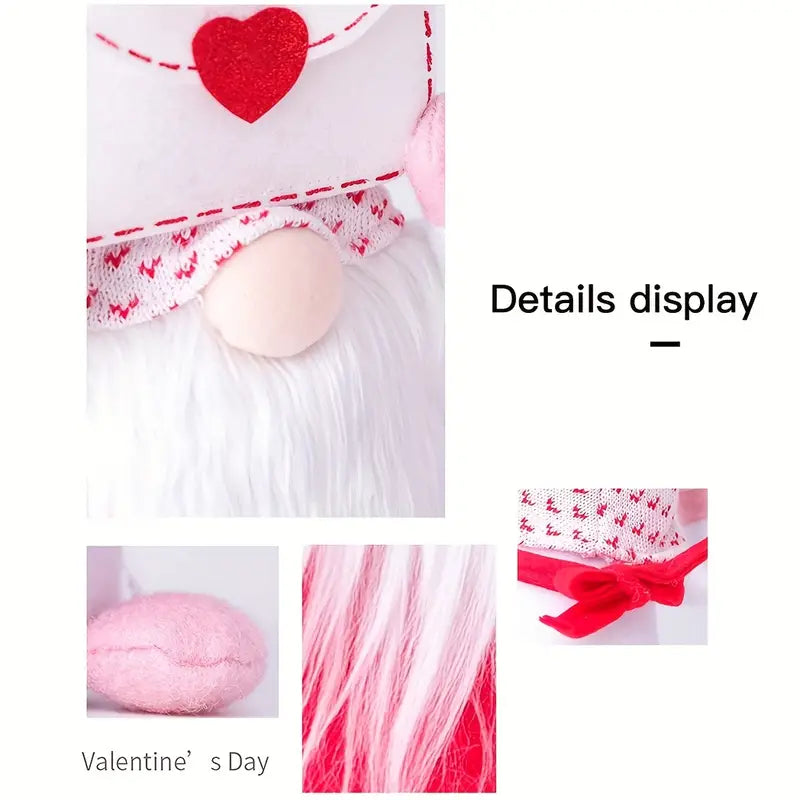 Valentine's Day Gnome Plush Doll Decorations - Set of 2