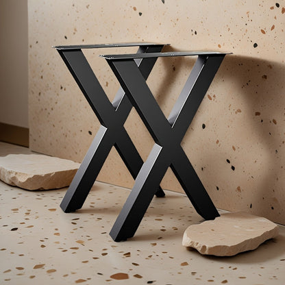 X-Shaped Iron Table Legs Metal Furniture Base (2pcs)