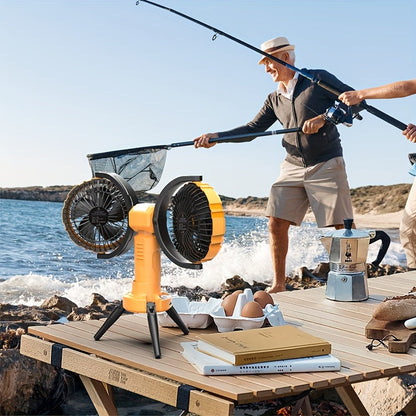 Dual-Head Rechargeable Desk Fan with 4-Speed Control