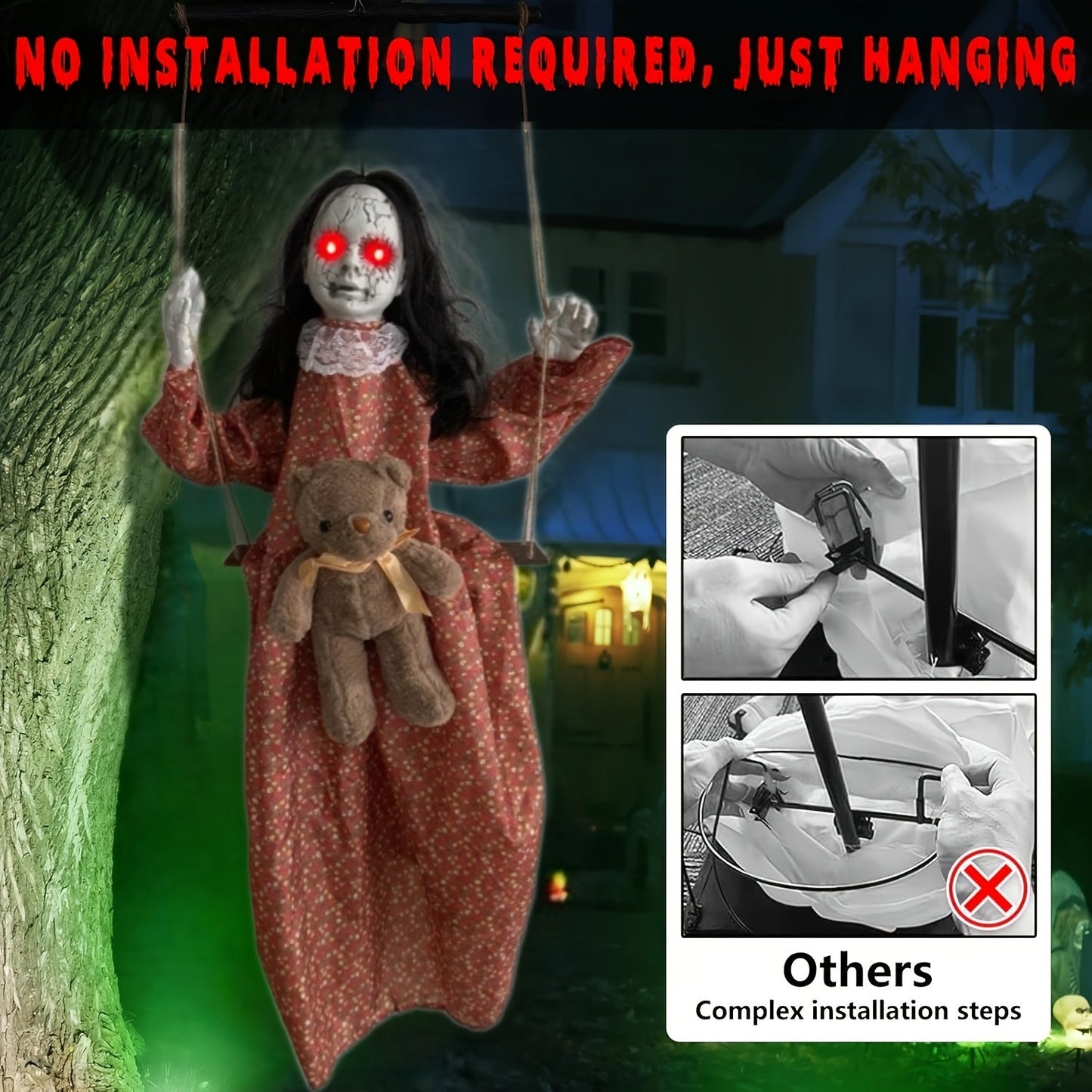 Glowing Eyes Halloween Hanging Doll