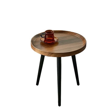 Contemporary Nordic Style Wood Round Coffee Table - Walnut Color